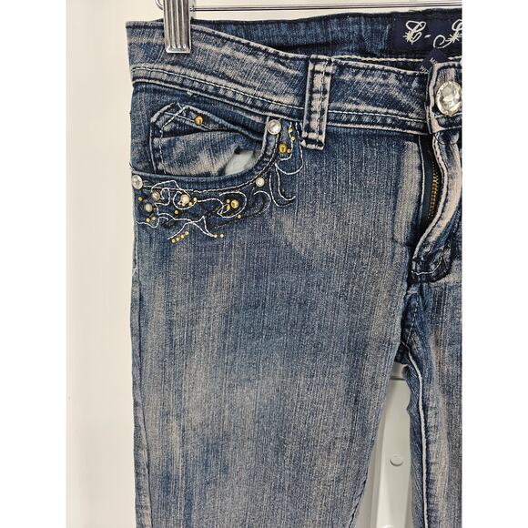C. Ies Jeans Women's Low Rise Blue Button Closer Design Pockets Jeans Size 9 - Picture 2 of 6